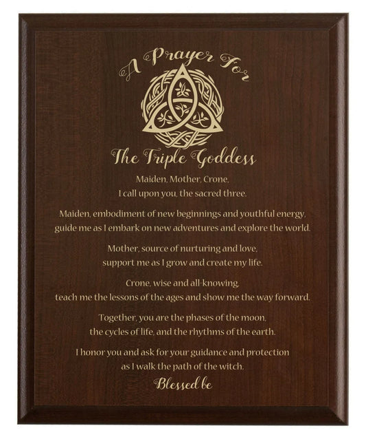 Triple Goddess Wiccan Prayer Plaque | Triquetra Design