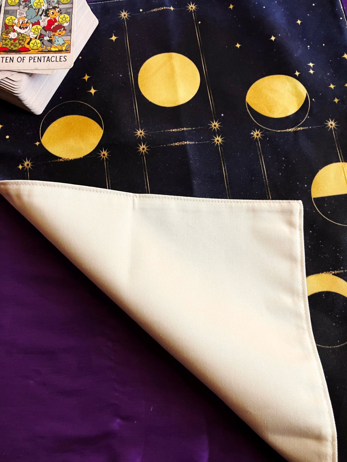 Five Card Spread Tarot Cloth – Night Sky Celestial Reading Mat, 18" x 14"