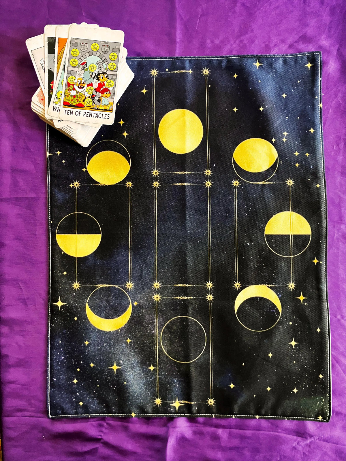 Five Card Spread Tarot Cloth – Night Sky Celestial Reading Mat, 18" x 14"