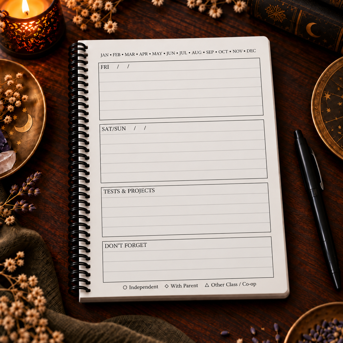 Just A Homeschool Parent & Student Planner Combo | Moon & Stars Cover