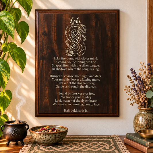 Loki Prayer Pagan Wall Plaque