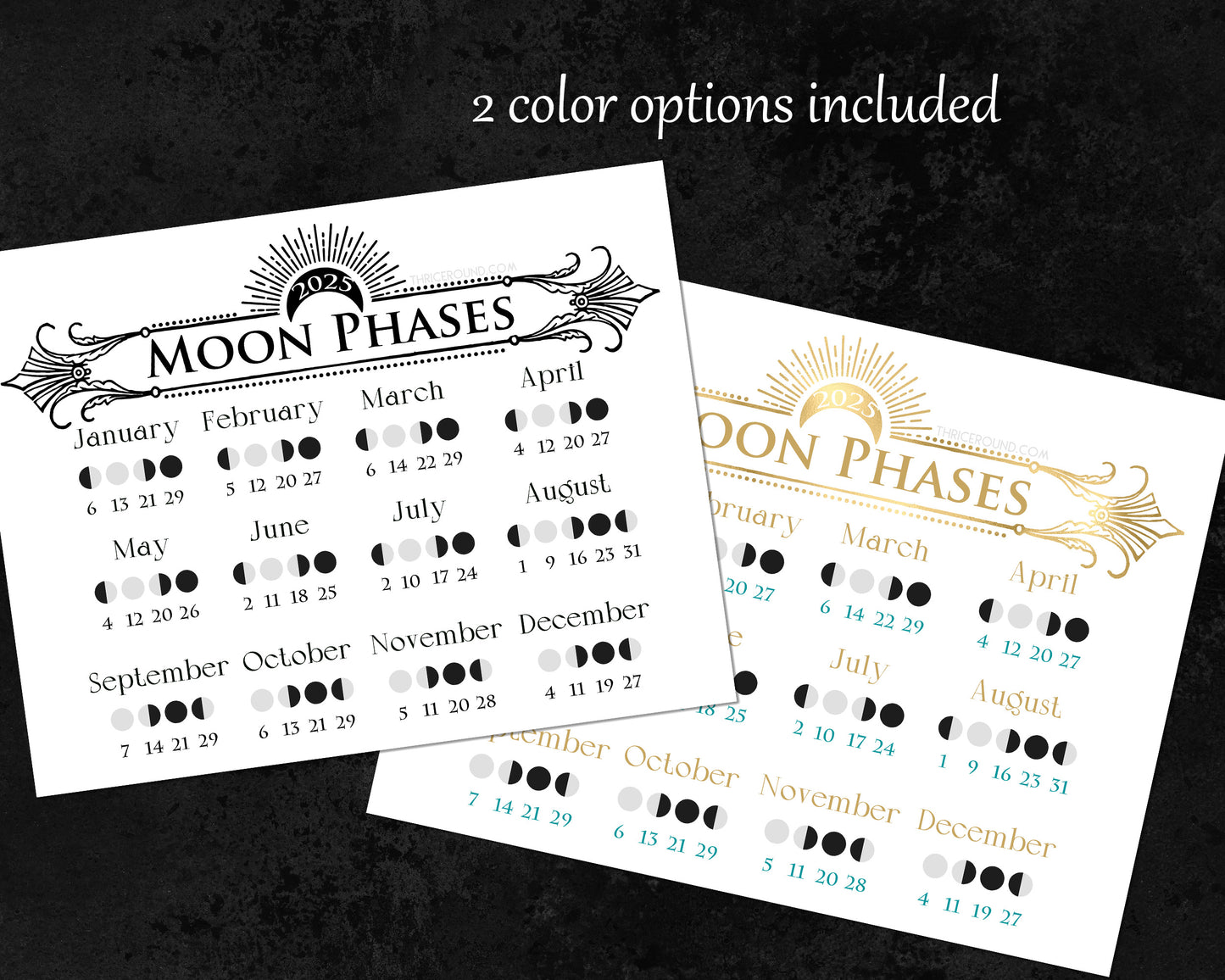 2025 Printable Lunar Calendar | Instant Download