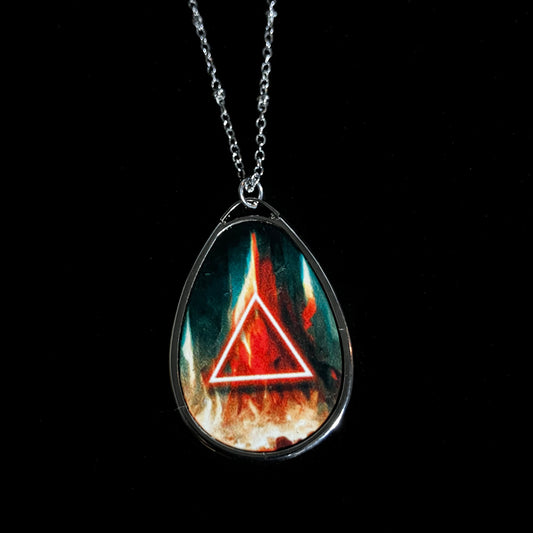 Fire Element Necklace | Pendant with Alchemy Fire Symbol | Triangle with Flames | Witchy Jewelry Amulet Talisman | Invoke the power of fire