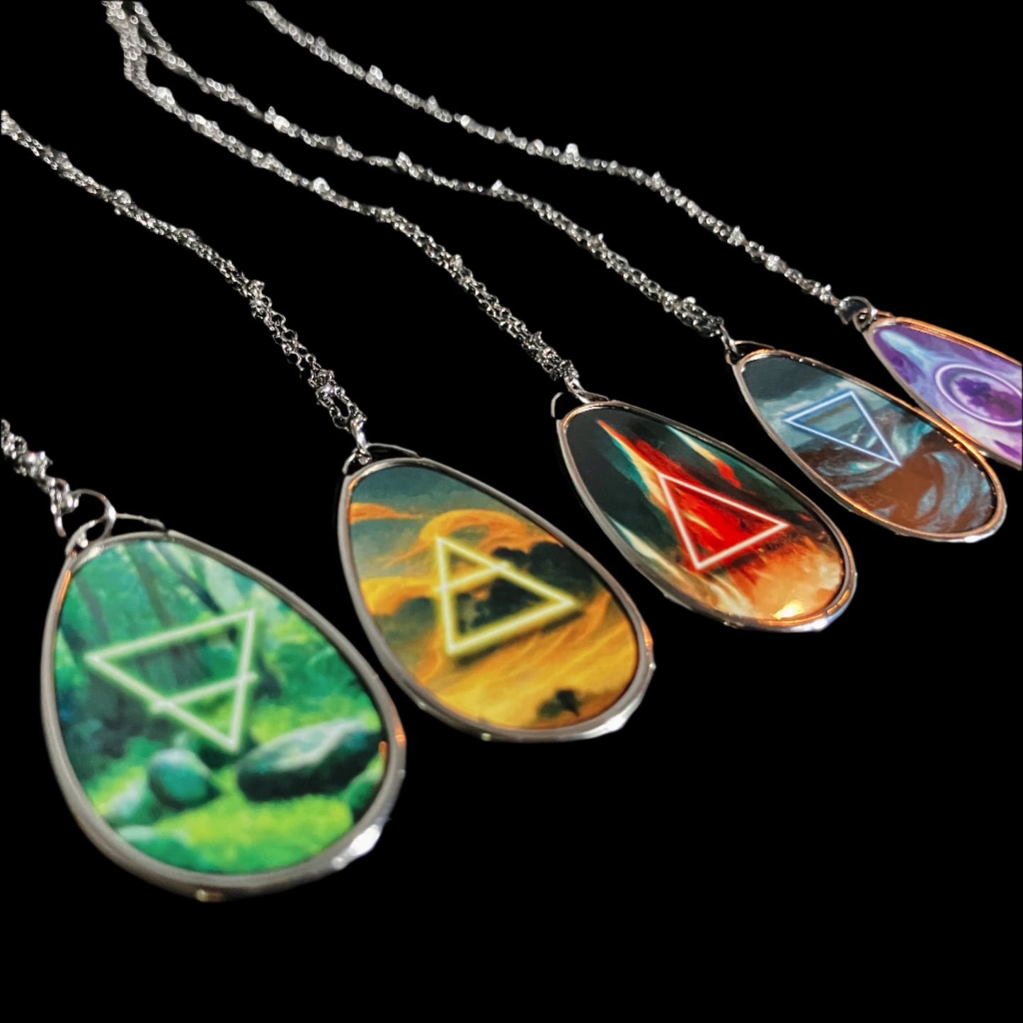 Earth Element Necklace | Pendant with Alchemy Earth Symbol | Triangle with Waves | Witchy Jewelry Amulet Talisman | Invoke Earth Energy