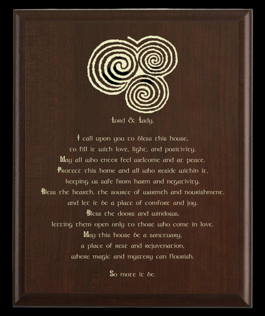 Pagan House Blessing Prayer Plaque | Spiral Design