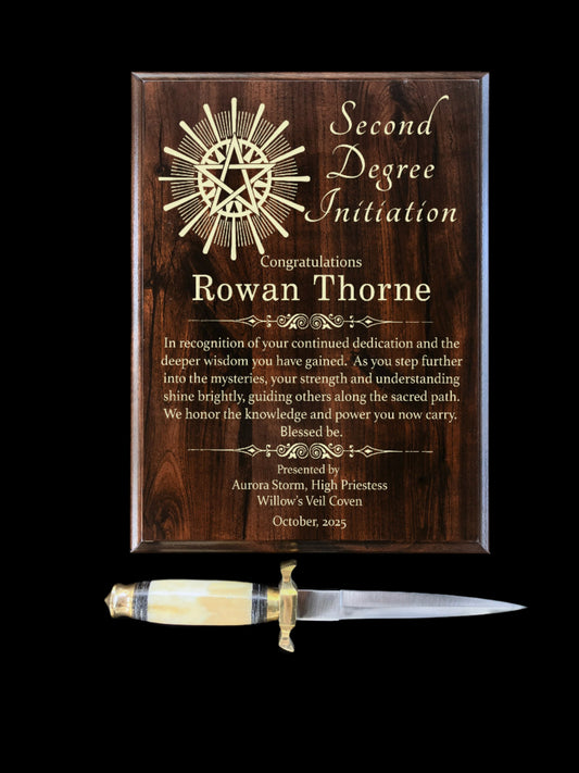 Custom Second Degree Initiation Plaque - Wiccan Witch Coven Initiation Gift