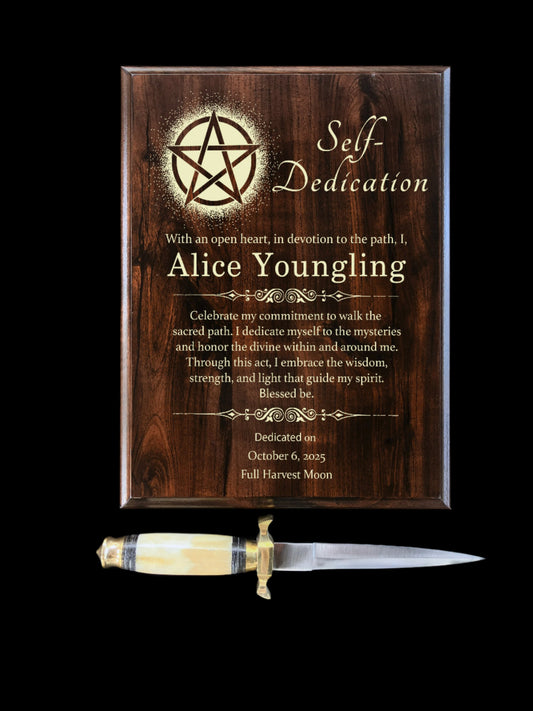 Custom Self-Dedication Plaque - Wiccan Witch Self-Initiation Gift