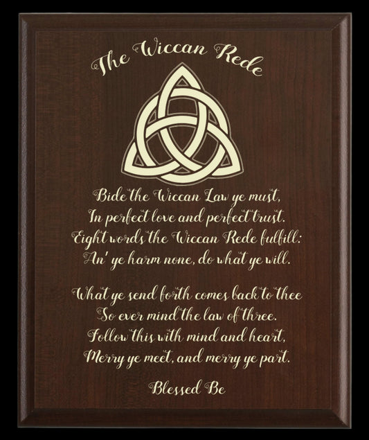 Wiccan Rede Plaque | Triquetra Design