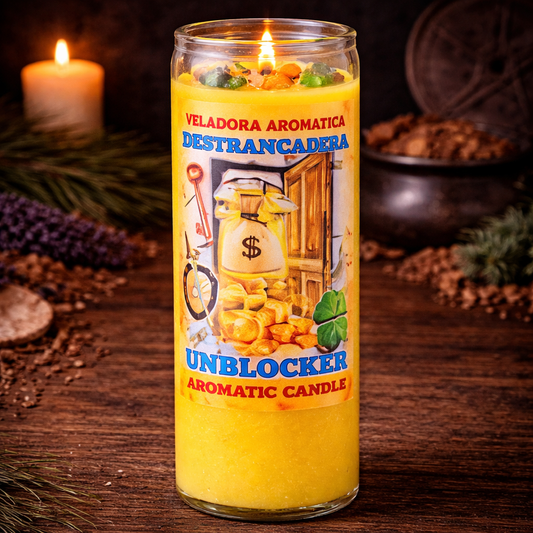 Unblocker (Destrancadera) Ritual Candle – Yellow Jar Candle for Road Opening & Obstacle Removal
