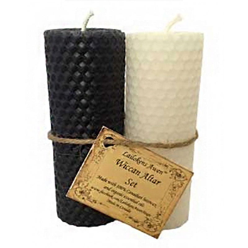 4" Duality, Black & White | Wiccan Altar Set Beeswax Candles