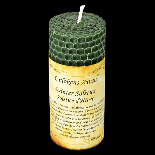 4" Winter Solstice Yule Beeswax Altar Candle