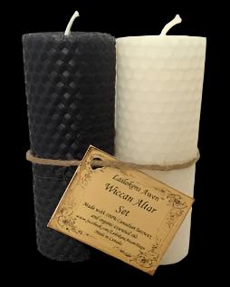 4" Duality, Black & White | Wiccan Altar Set Beeswax Candles