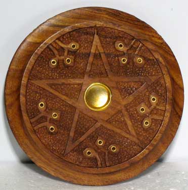 Wooden Pentagram incense burner