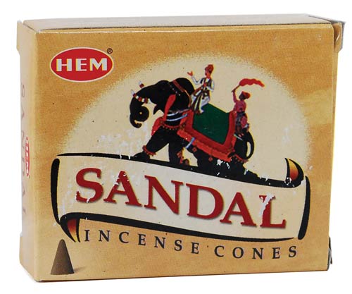 Sandal Sandalwood Cone Incense 10 Cones by HEM