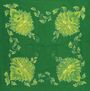Green Man Batik Altar Cloth & Scarf – Handmade in Bali, 36" x 36"