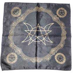 21" x 21" Black Triple Moon Pentagram altar cloth