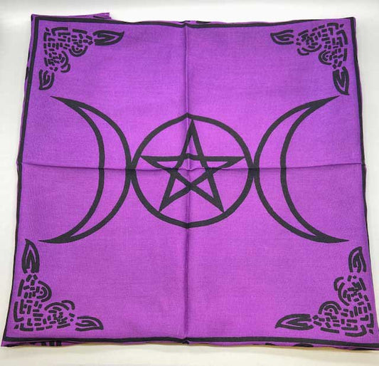 18"x18" Triple Moon Pentagram altar cloth